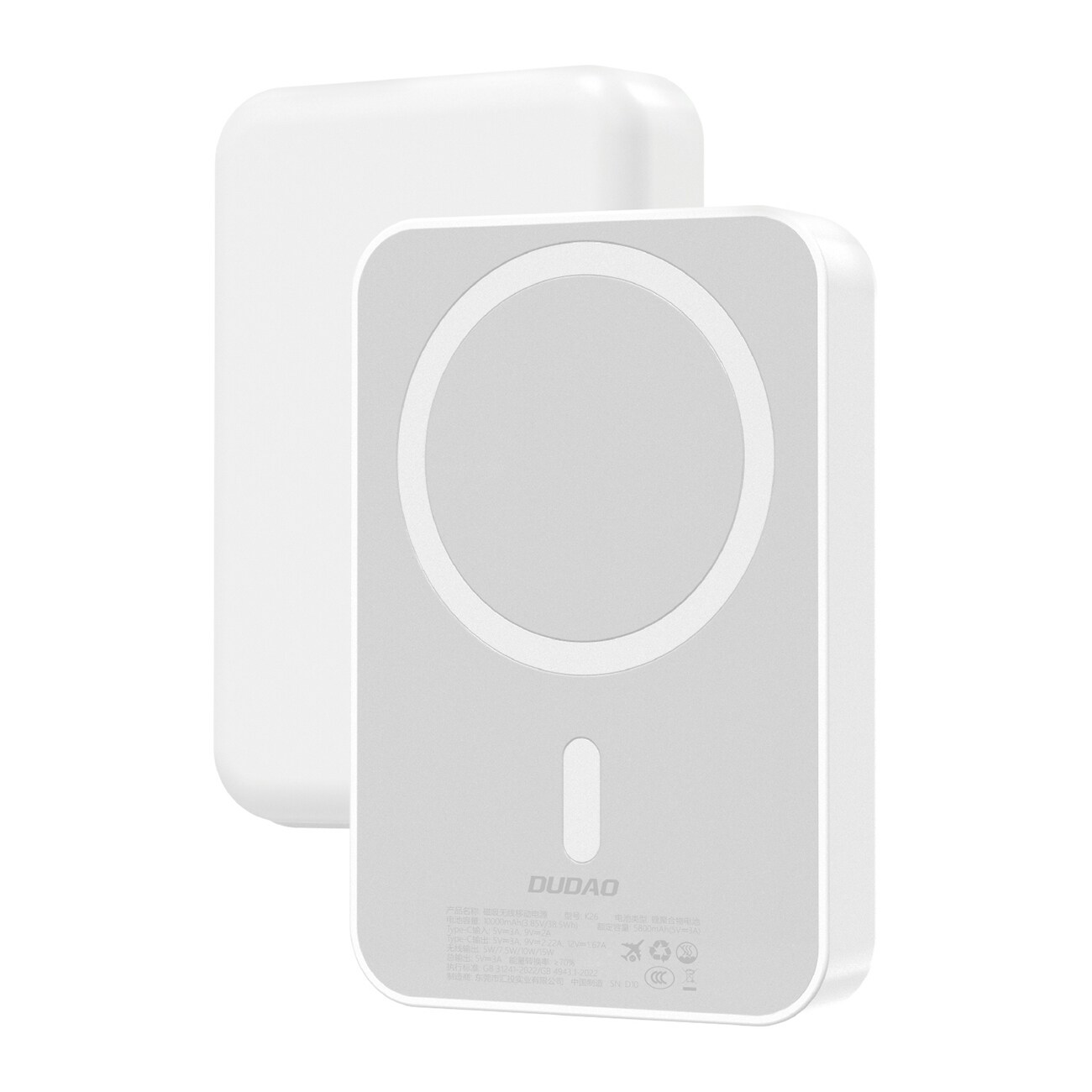 Dudao K26 Power Bank 10000mAh 20W USB-A / USB-C / MagSafe - Valkoinen