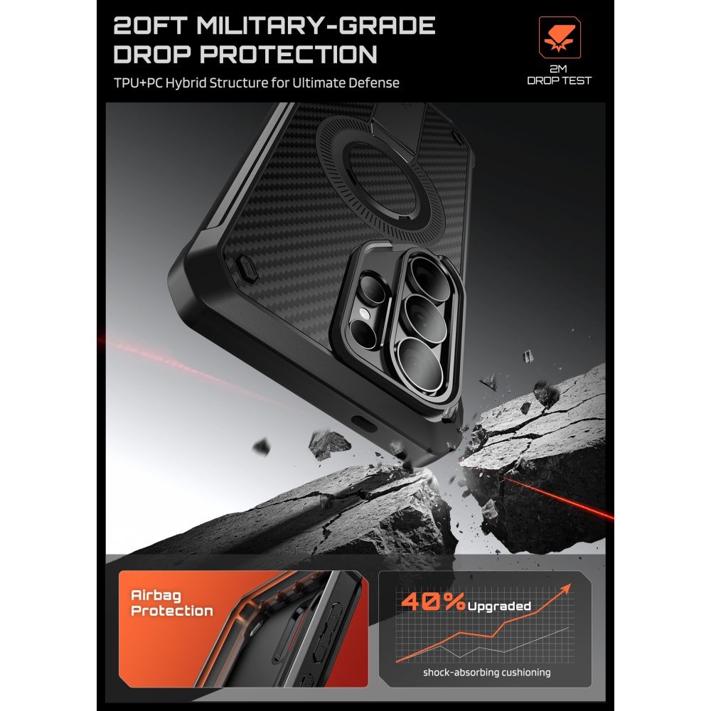 Supcase Unicorn Beetle Pro Mag Mag MagSafe 2-sarjainen kotelo Samsung Galaxy S26 Ultra - musta