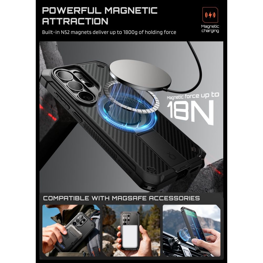 Supcase Unicorn Beetle Pro Mag Mag MagSafe 2-sarjainen kotelo Samsung Galaxy S26 Ultra - musta
