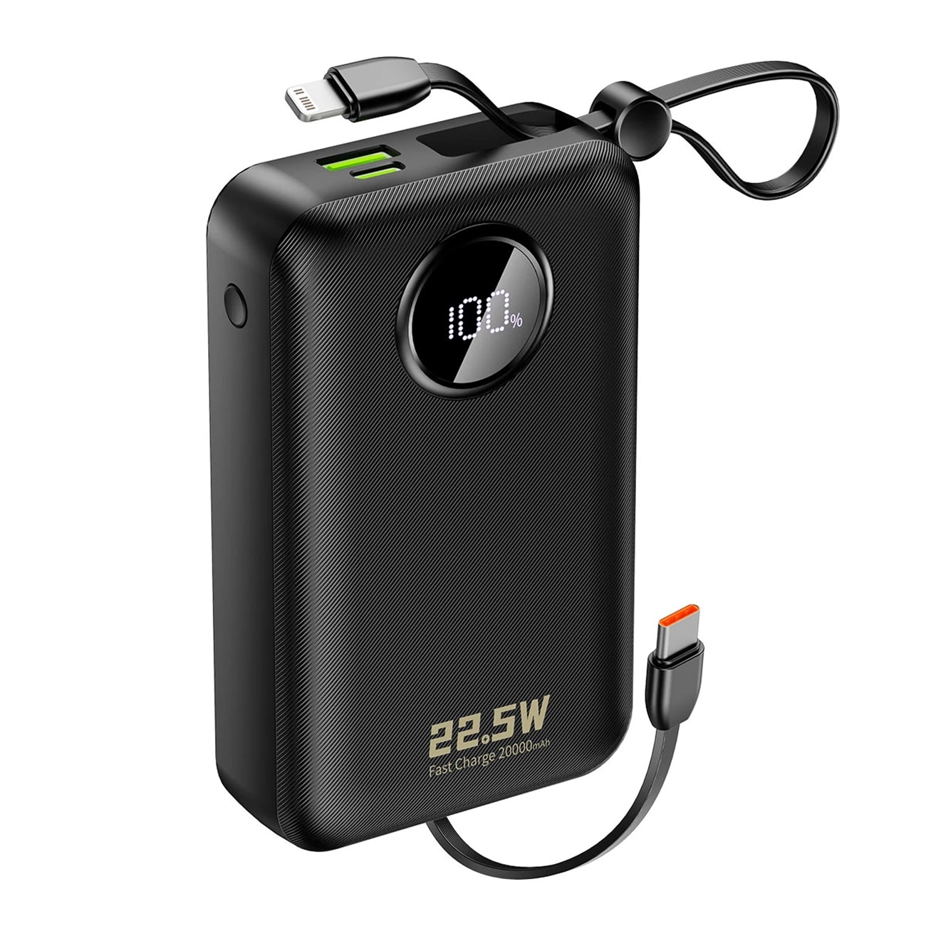 Dudao K14+ 20000mAh Powerbank 22.5W USB-C / USB-A / Built-in Lightning & USB-C Cables - Black