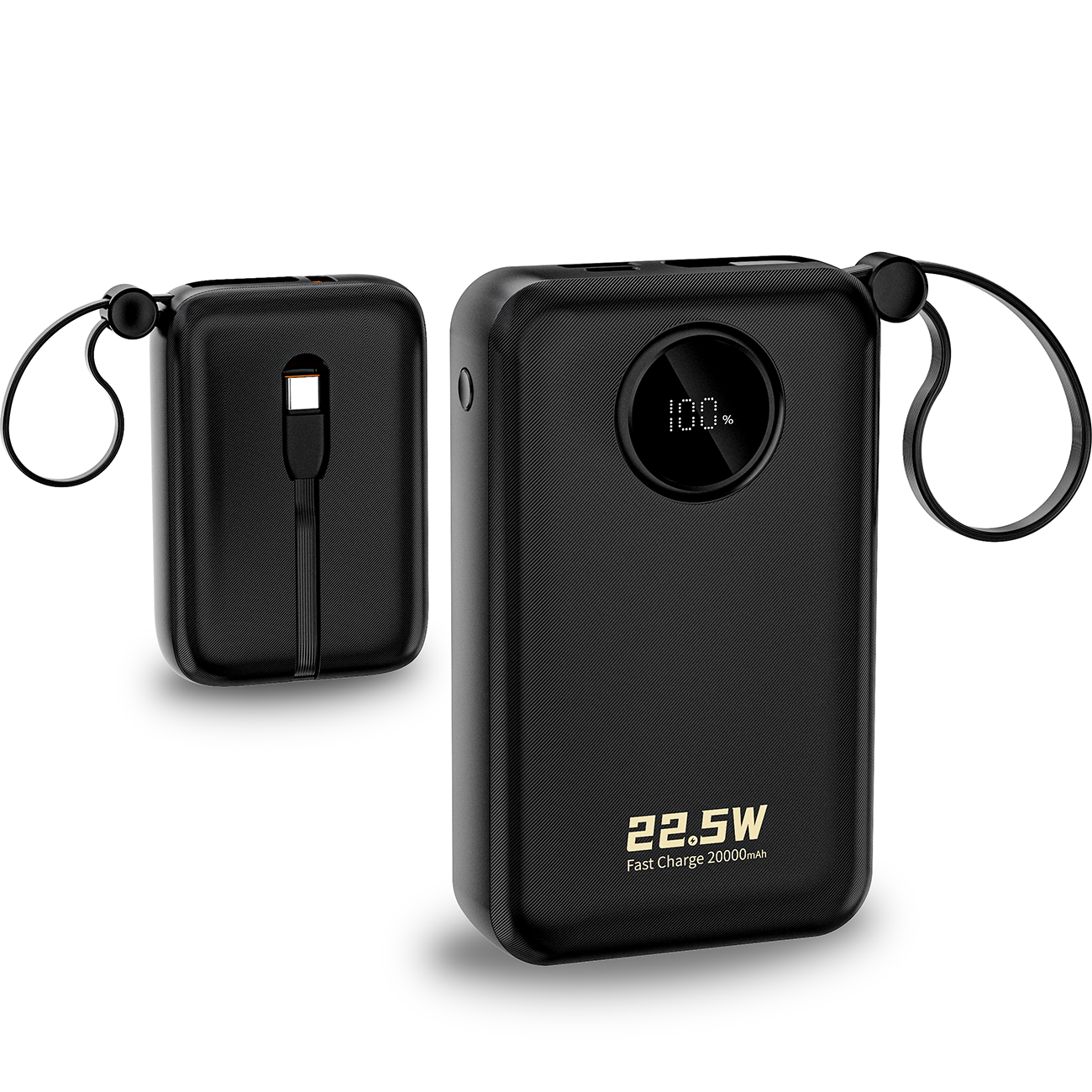 Dudao K14+ 20000mAh Powerbank 22.5W USB-C / USB-A / Built-in Lightning & USB-C Cables - Black