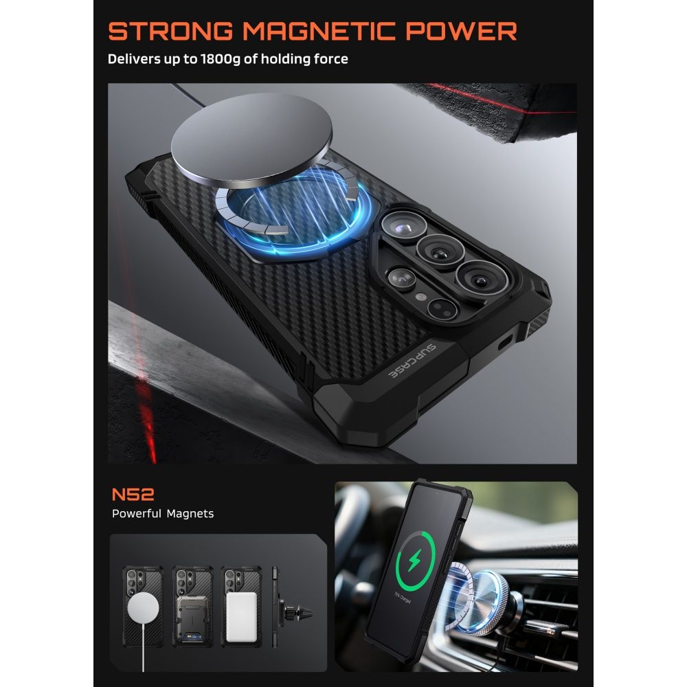 Supcase UB Grip Mag MagSafe kotelo Samsung Galaxy S26 Ultra - musta