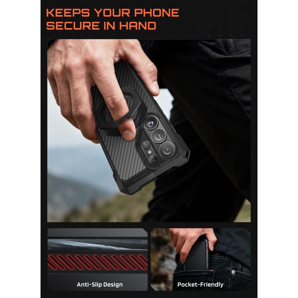 Supcase UB Grip Mag MagSafe kotelo Samsung Galaxy S26 Ultra - musta