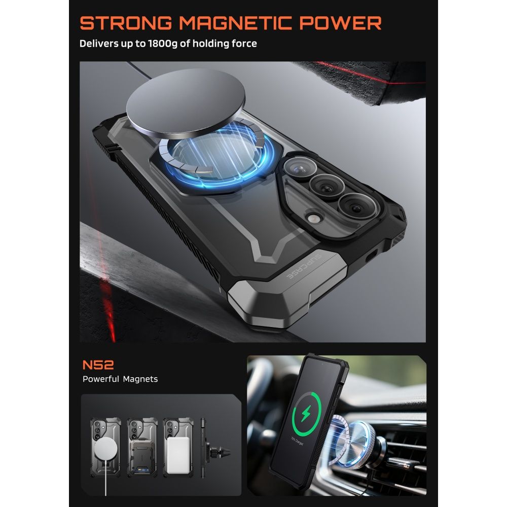 Supcase UB Grip Mag MagSafe kotelo Samsung Galaxy S26 - musta