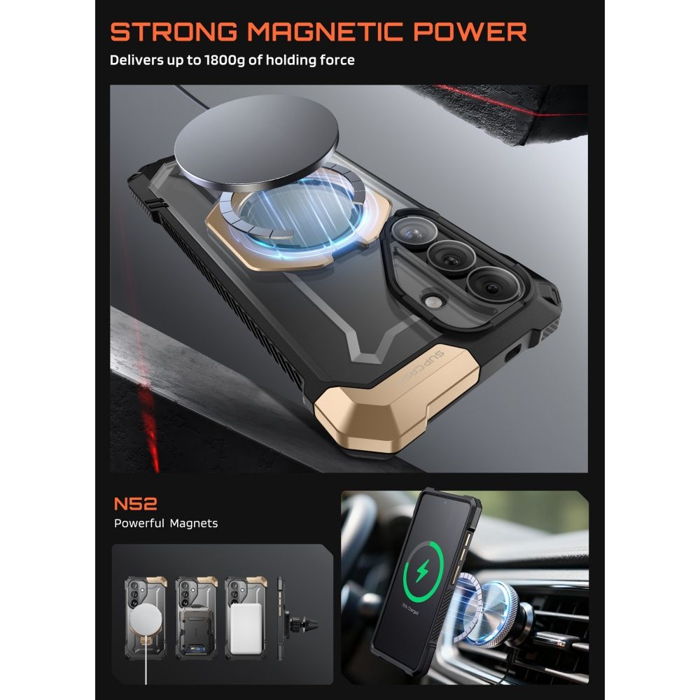 Supcase UB Grip Mag MagSafe kotelo Samsung Galaxy S26:lle - musta ja ruskea - musta ja ruskea