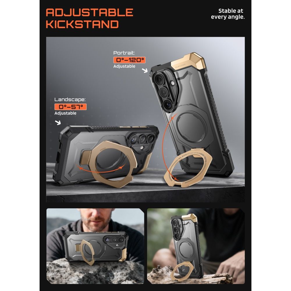 Supcase UB Grip Mag MagSafe kotelo Samsung Galaxy S26:lle - musta ja ruskea - musta ja ruskea