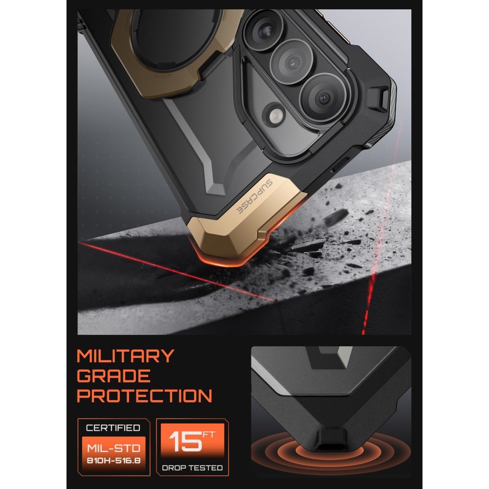 Supcase UB Grip Mag MagSafe kotelo Samsung Galaxy S26:lle - musta ja ruskea - musta ja ruskea