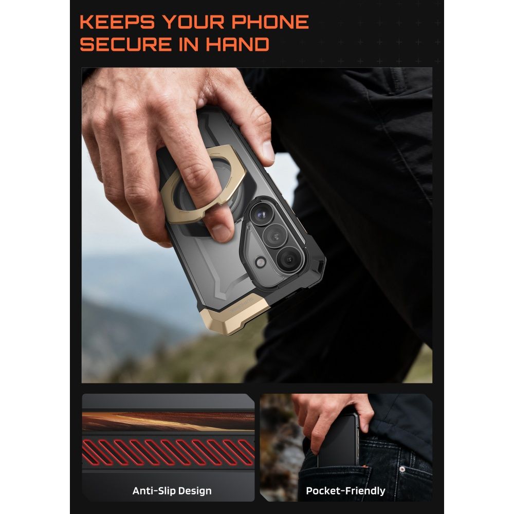 Supcase UB Grip Mag MagSafe kotelo Samsung Galaxy S26:lle - musta ja ruskea - musta ja ruskea