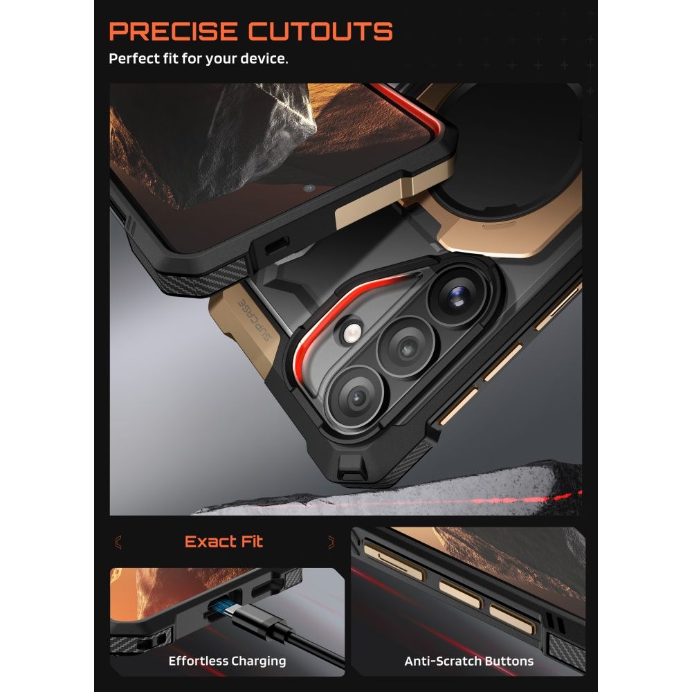 Supcase UB Grip Mag MagSafe kotelo Samsung Galaxy S26:lle - musta ja ruskea - musta ja ruskea