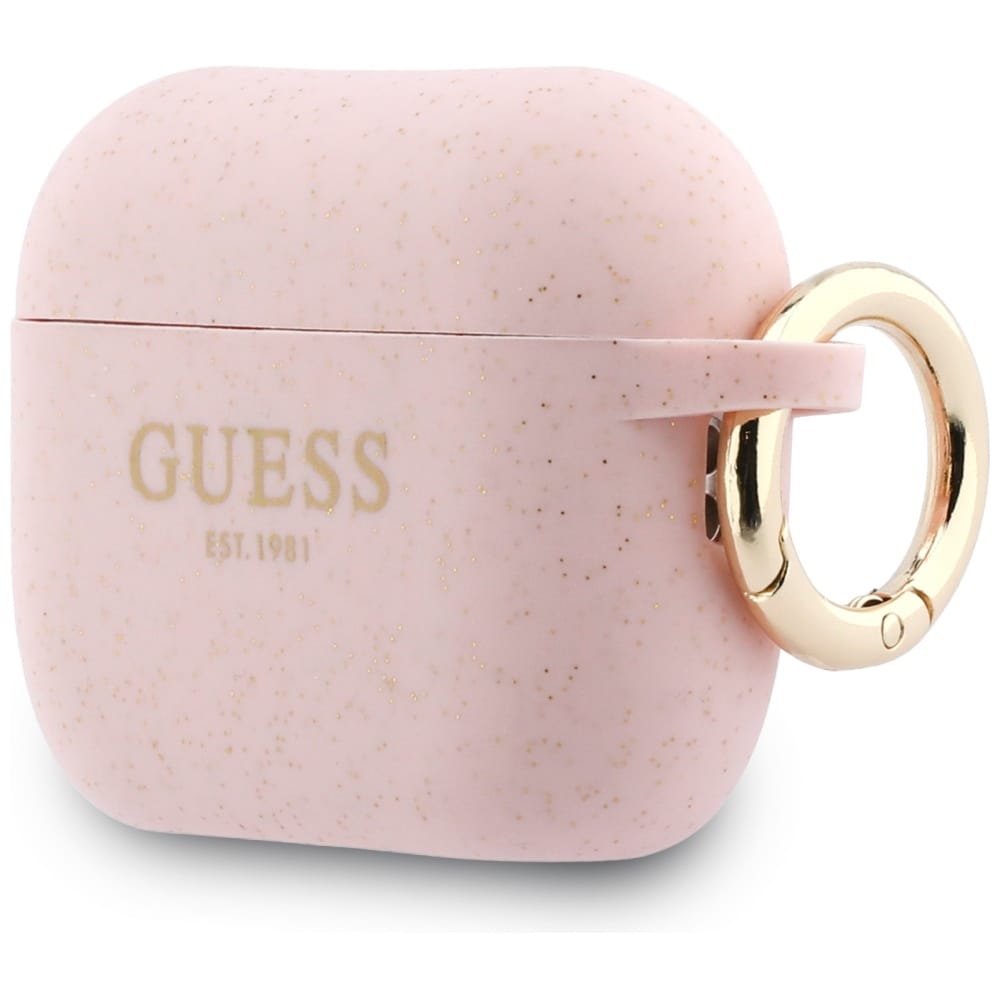 Guess Silikoni Glitter Ring Case AirPods Pro 3:lle - vaaleanpunainen