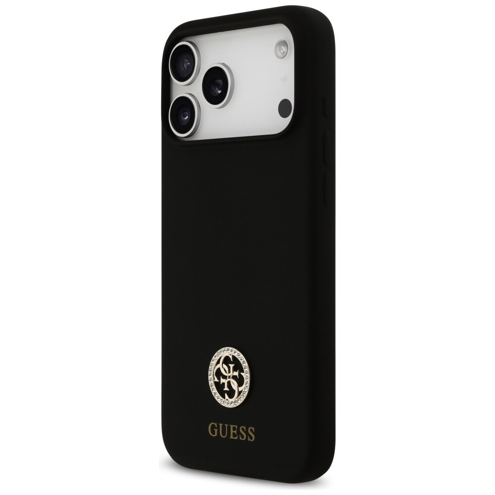 Guess Silikoni Logo Strass 4G MagSafe Case for iPhone 17 Pro Max - musta