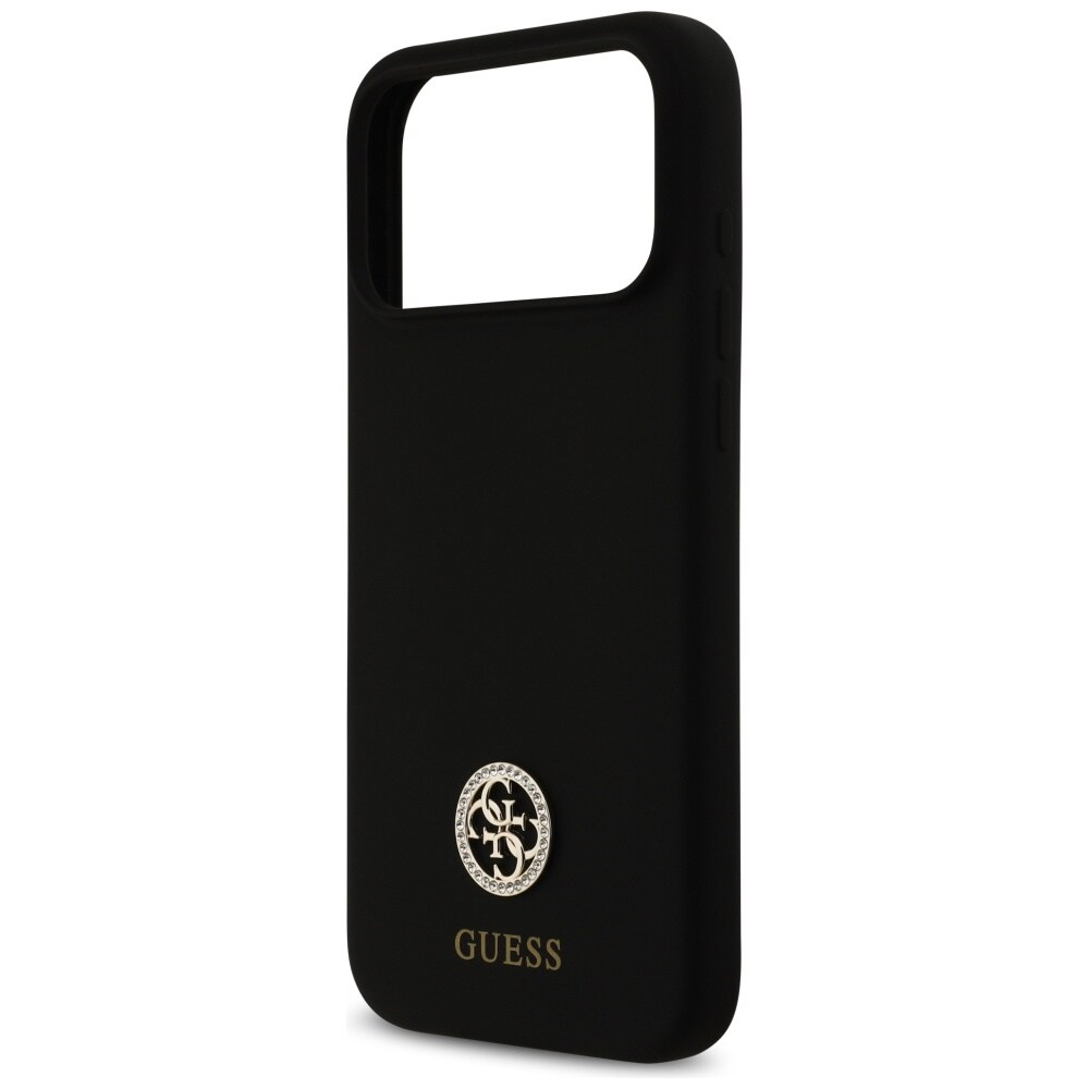 Guess Silikoni Logo Strass 4G MagSafe Case for iPhone 17 Pro Max - musta