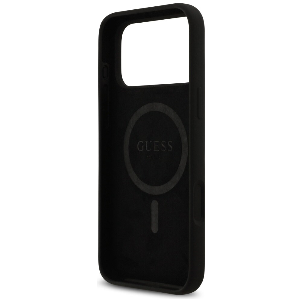 Guess Silikoni Logo Strass 4G MagSafe Case for iPhone 17 Pro Max - musta