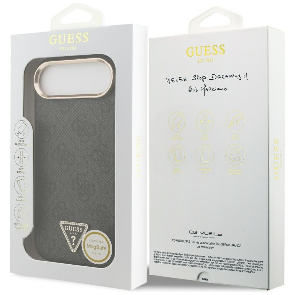 Guess 4G Triangle Logo MagSafe -kotelo iPhone Airille - musta ja kultainen