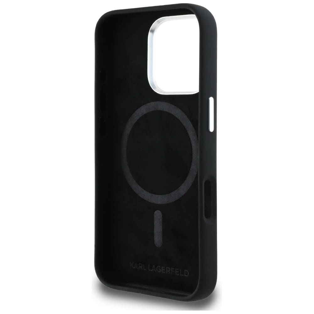 Karl Lagerfeld Silikoni Karl&Choupette Sketch MagSafe Case for iPhone 16 Pro - Musta