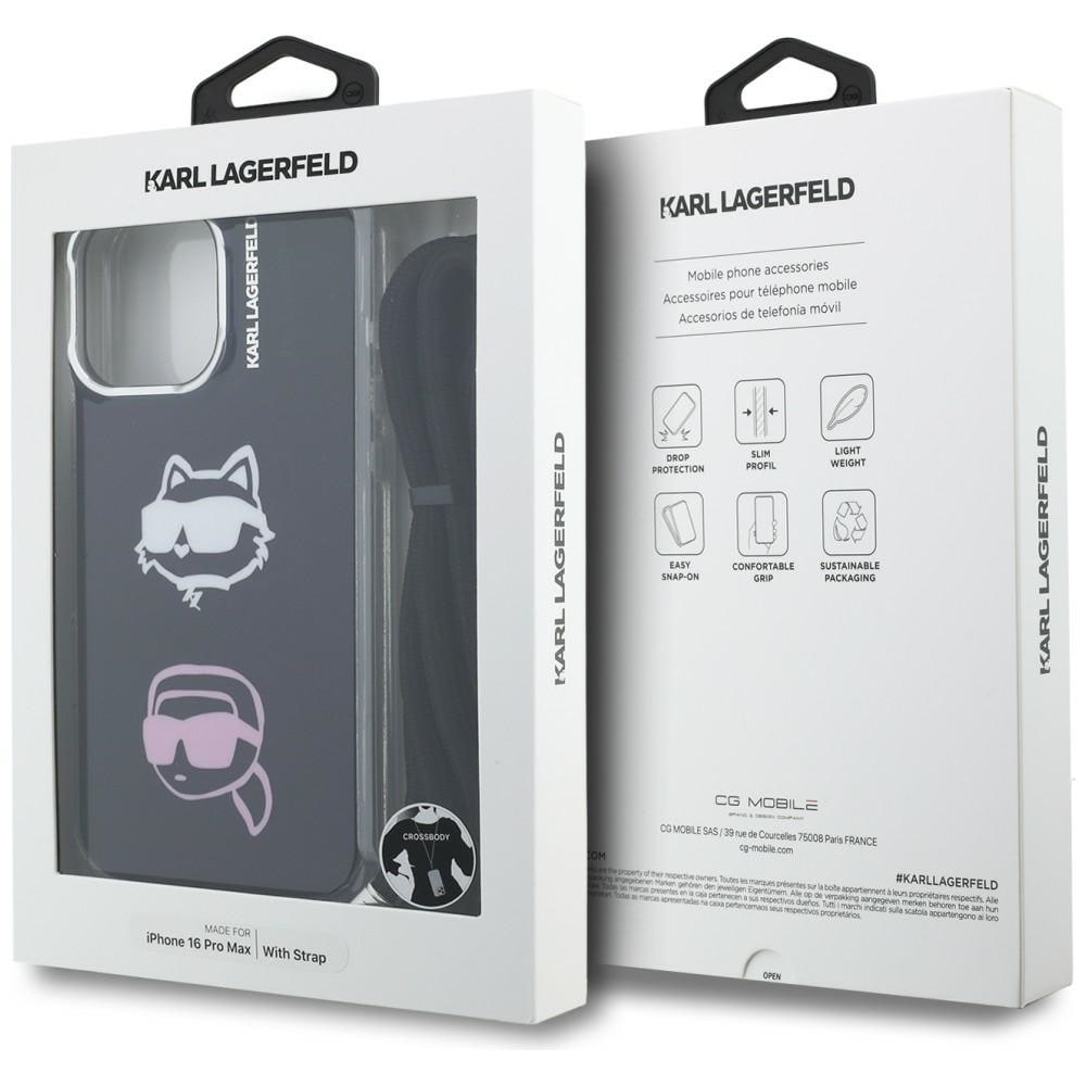 Karl Lagerfeld IML Crossbody Karl&Choupette Head Case for iPhone 16 Pro Max - Musta