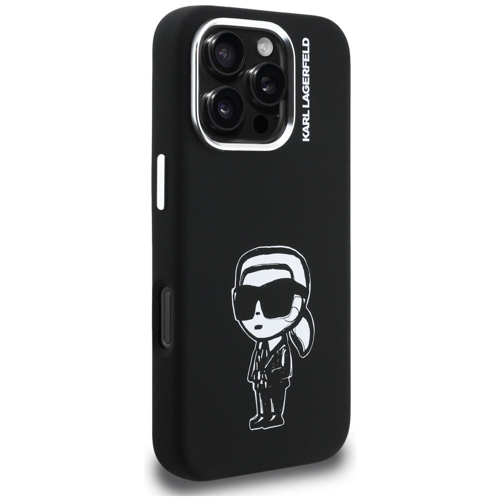 Karl Lagerfeld Silikoni Karl Sketch MagSafe Case for iPhone 16 Pro - Musta