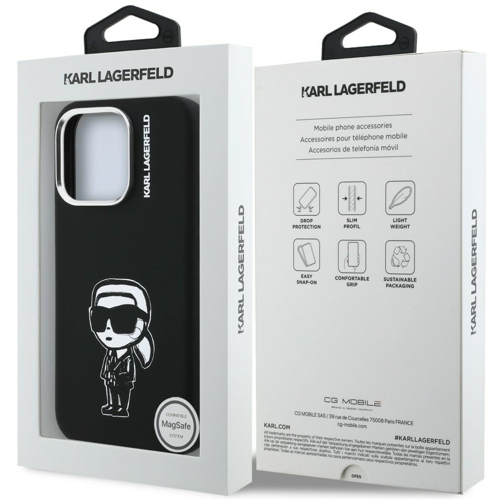 Karl Lagerfeld Silikoni Karl Sketch MagSafe Case for iPhone 16 Pro - Musta