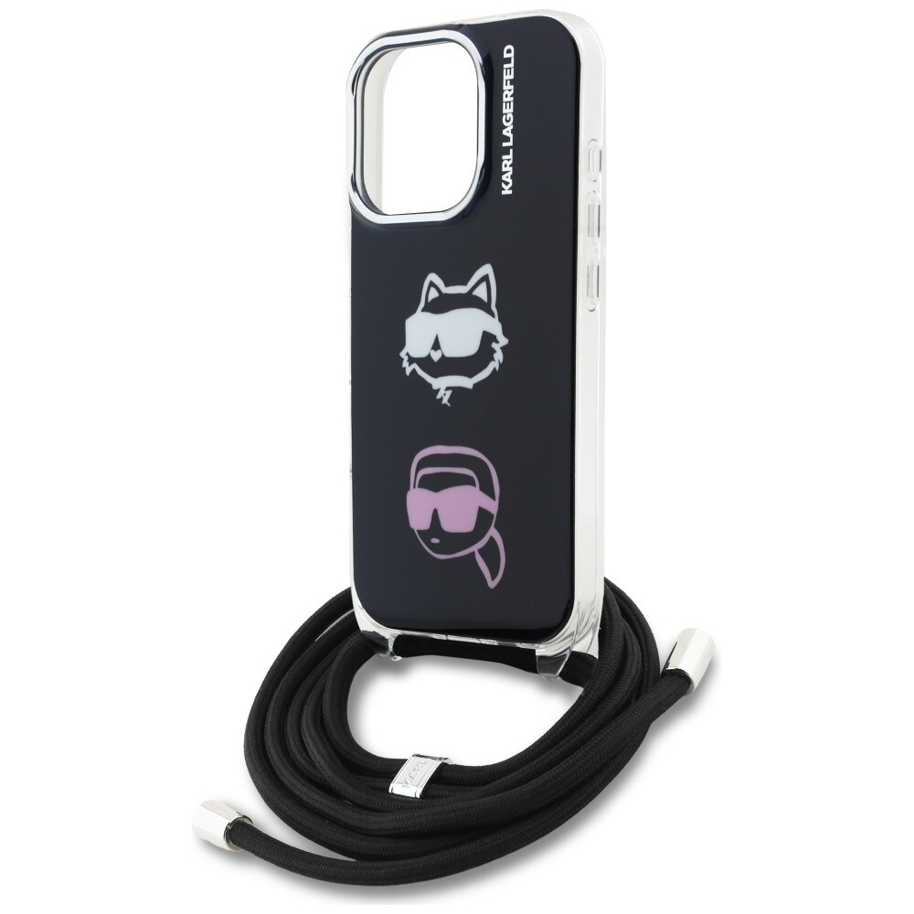 Karl Lagerfeld IML Crossbody Karl&Choupette Head Case for iPhone 16 Pro - Musta