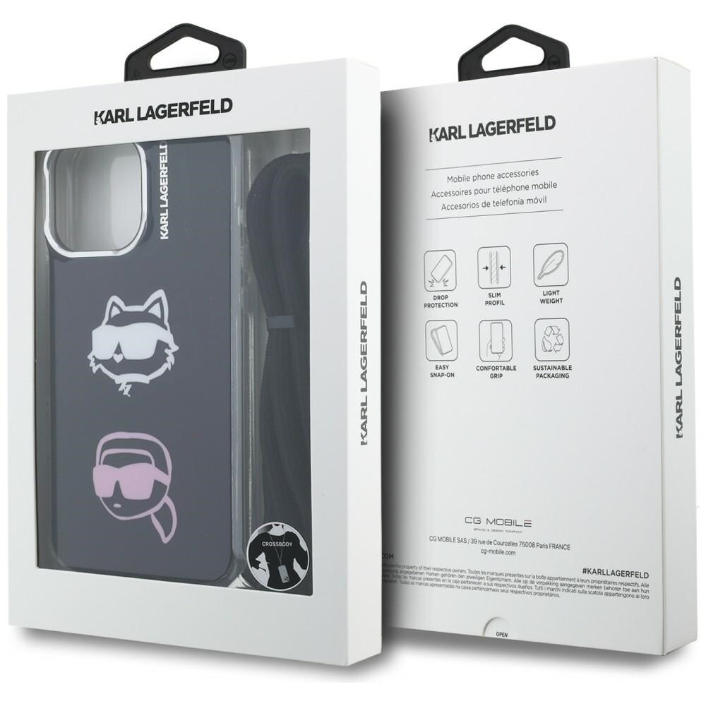 Karl Lagerfeld IML Crossbody Karl&Choupette Head Case for iPhone 16 Pro - Musta