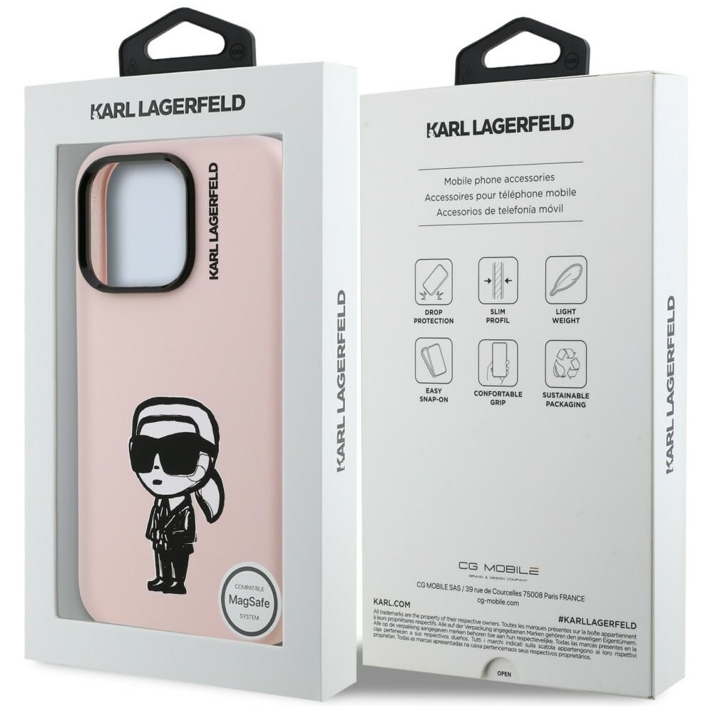 Karl Lagerfeld Silikoni Karl Sketch MagSafe tapauksessa iPhone 16 Pro Max - vaaleanpunainen