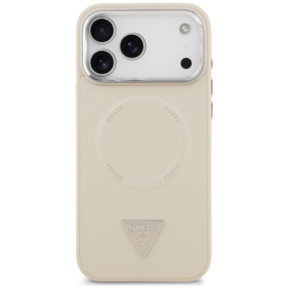 Guess Kolmion logolla varustettu MagSafe-kotelo iPhone 17 Pro:lle - Beige