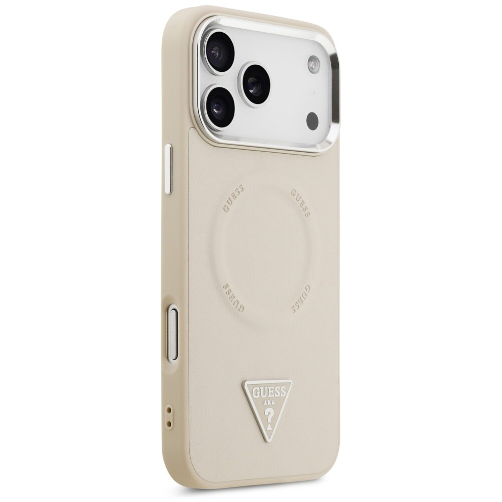 Guess Kolmion logolla varustettu MagSafe-kotelo iPhone 17 Pro:lle - Beige