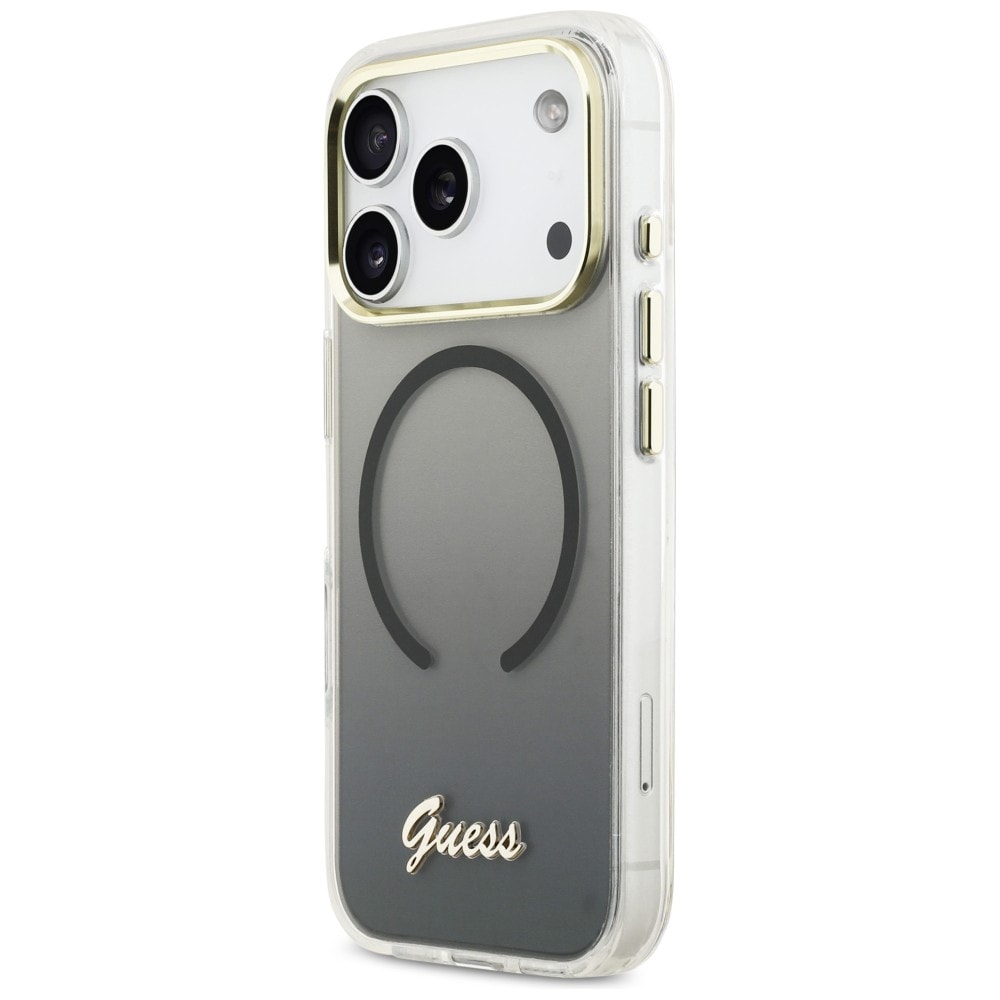 Guess IML Gradient Script Metal MagSafe -kotelo 17 Pro Maxille - musta