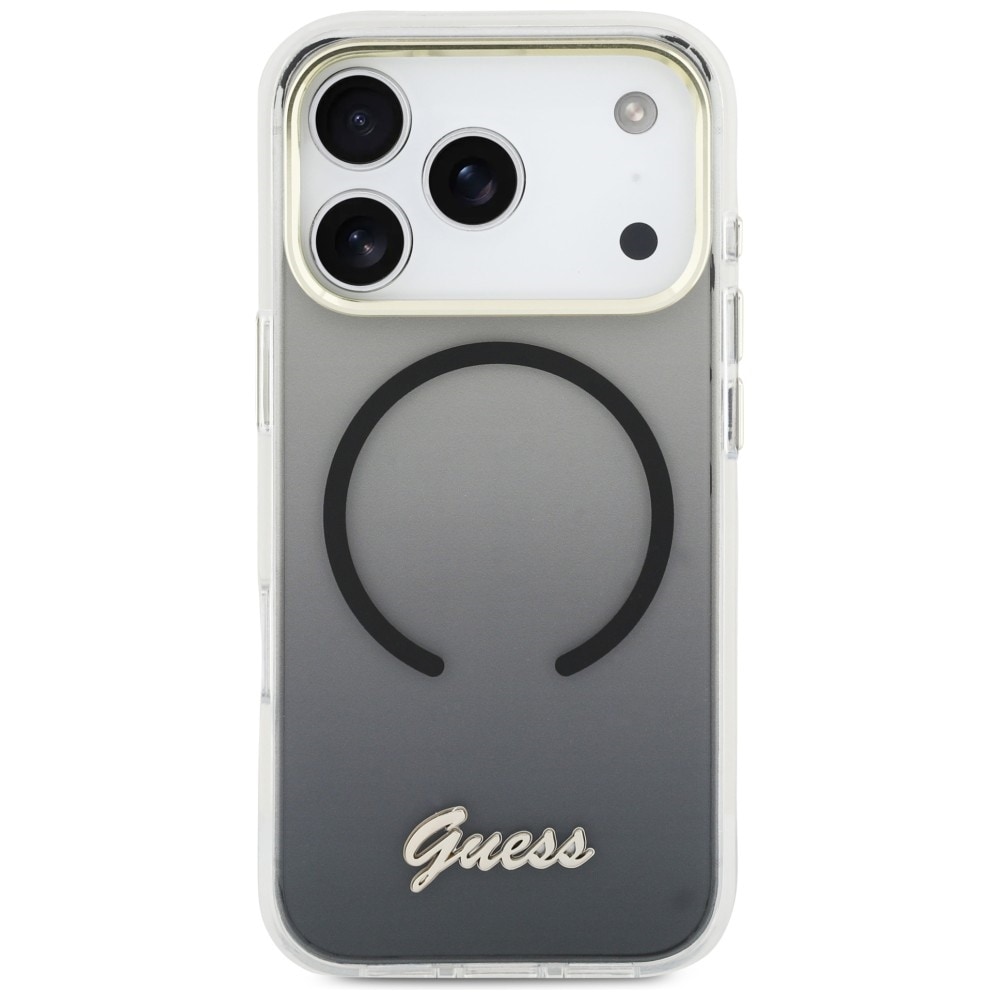 Guess IML Gradient Script Metal MagSafe -kotelo 17 Pro Maxille - musta