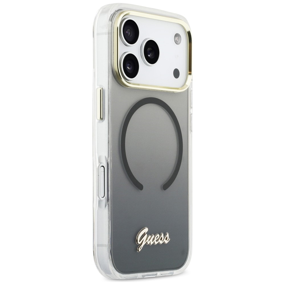 Guess IML Gradient Script Metal MagSafe -kotelo 17 Pro Maxille - musta
