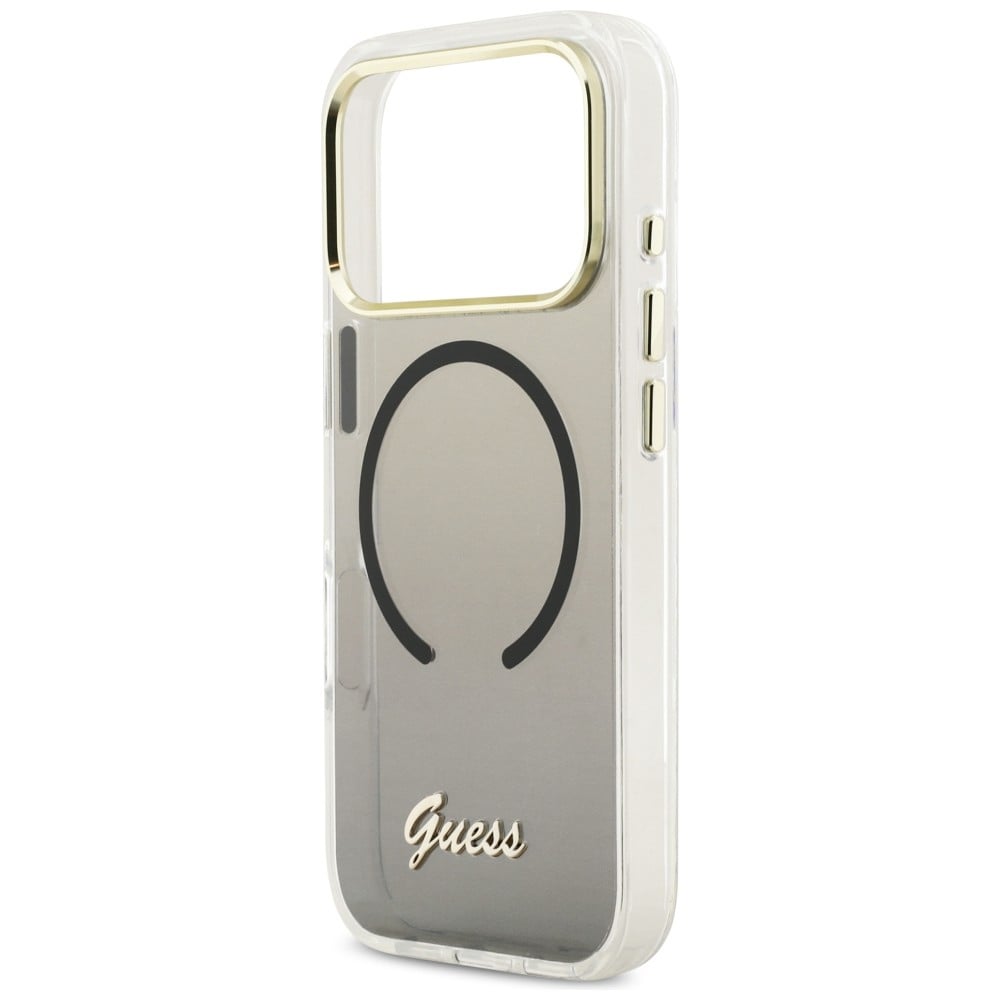 Guess IML Gradient Script Metal MagSafe -kotelo 17 Pro Maxille - musta