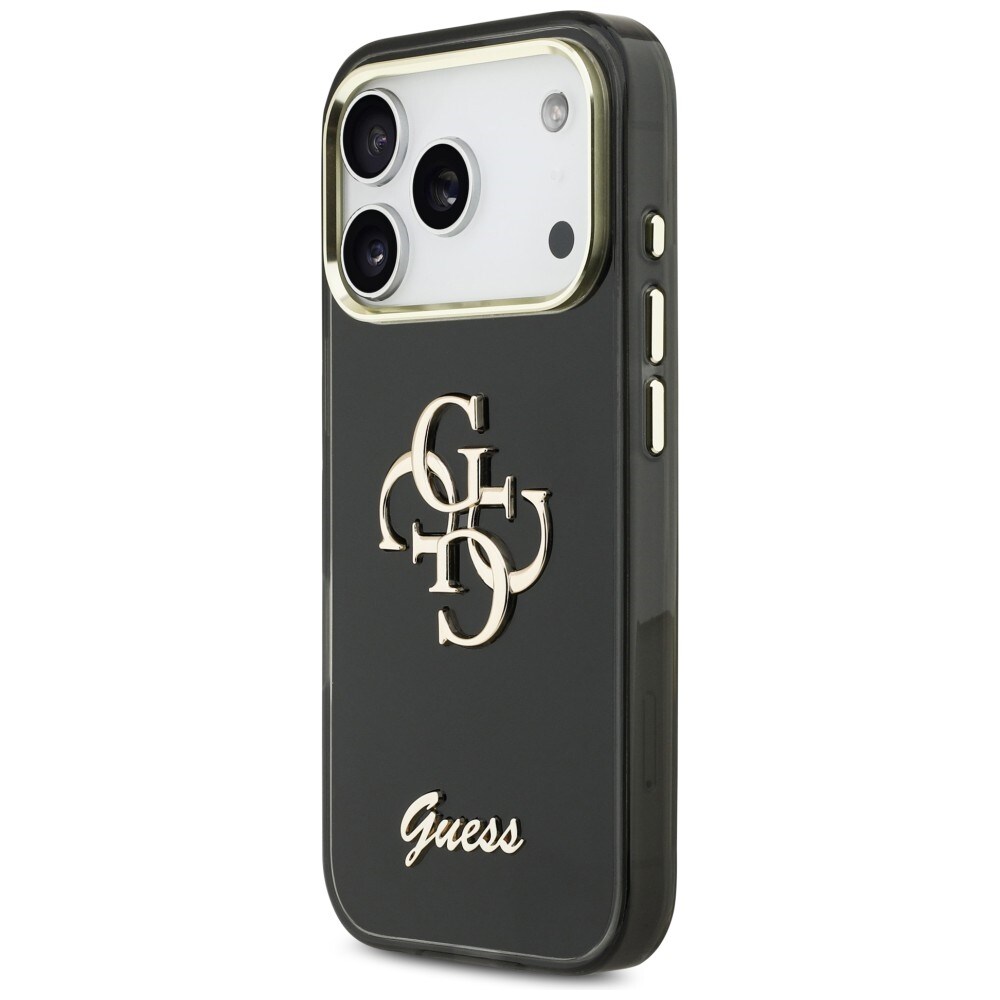 Guess IML 4G Script Metal metallikotelo iPhone 17 Pro:lle - musta