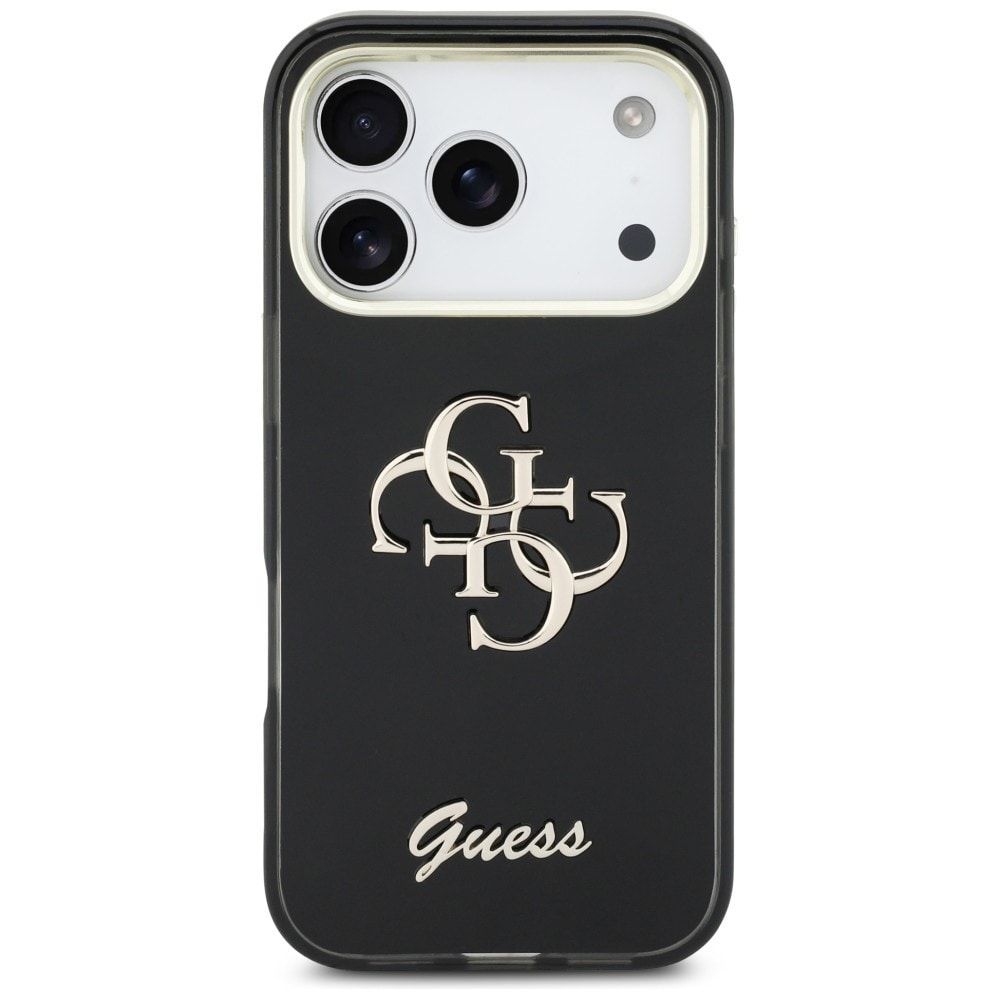 Guess IML 4G Script Metal metallikotelo iPhone 17 Pro:lle - musta