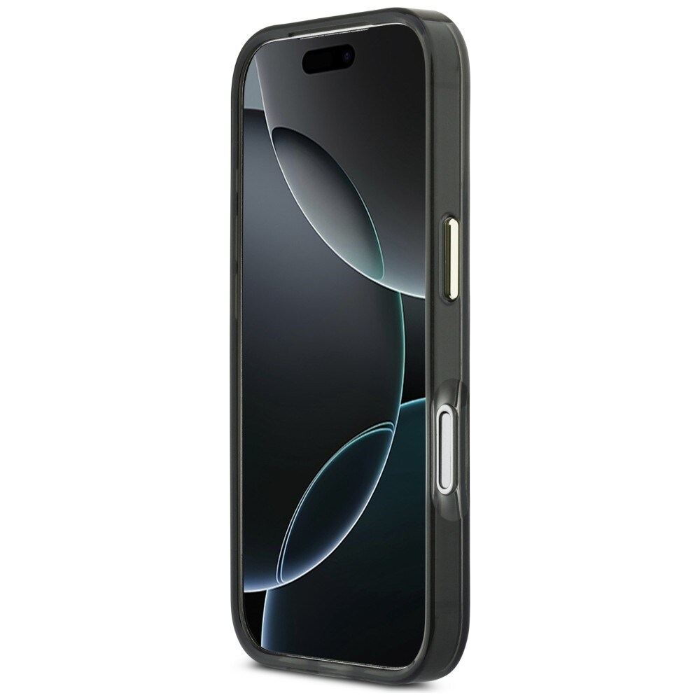 Guess IML 4G Script Metal metallikotelo iPhone 17 Pro:lle - musta