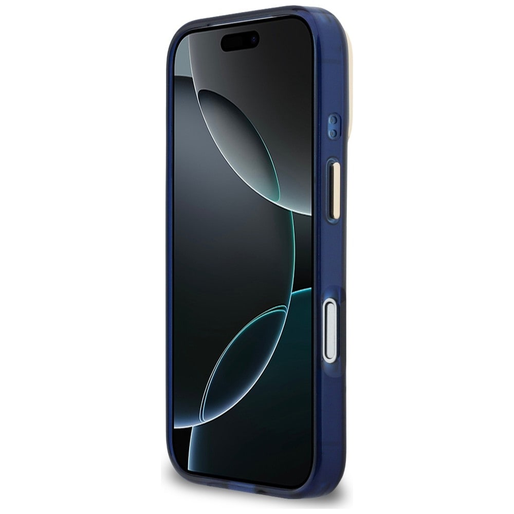 Guess IML 4G Script metallikotelo iPhone 17 Pro:lle - sininen
