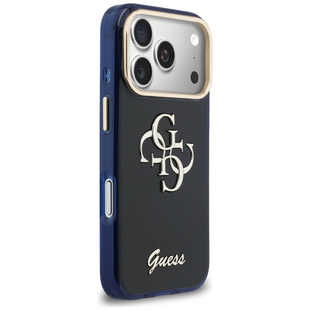 Guess IML 4G Script Metallikotelo iPhone 17 Pro Maxille - sininen