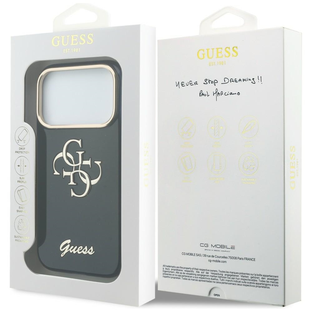 Guess IML 4G Script Metallikotelo iPhone 17 Pro Maxille - sininen