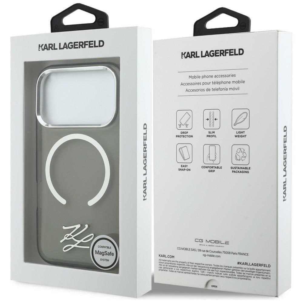 Karl Lagerfeld IML KL Script Logo MagSafe kotelo iPhone 17 Pro Max - musta