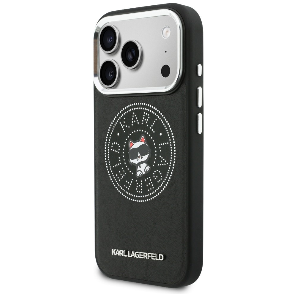Karl Lagerfeld Point & Choupette Sketch MagSafe-kotelo iPhone 17 Pro:lle - musta
