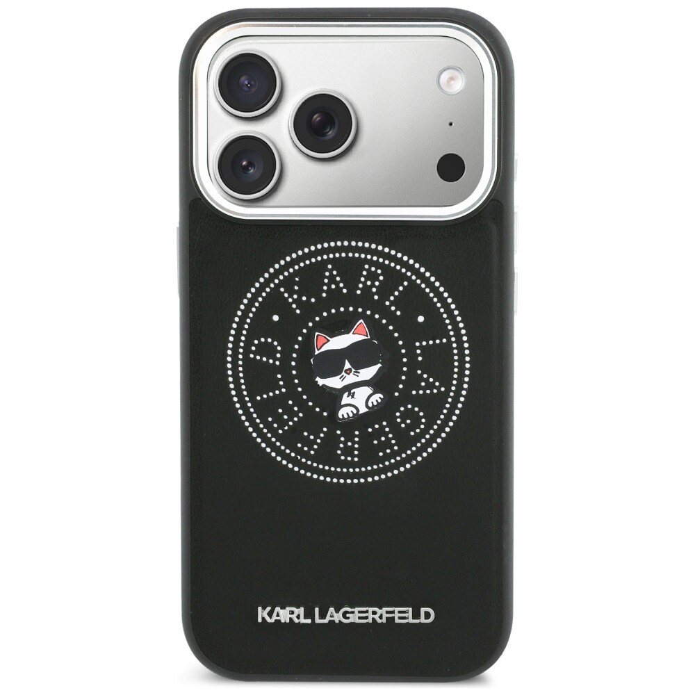 Karl Lagerfeld Point & Choupette Sketch MagSafe-kotelo iPhone 17 Pro:lle - musta