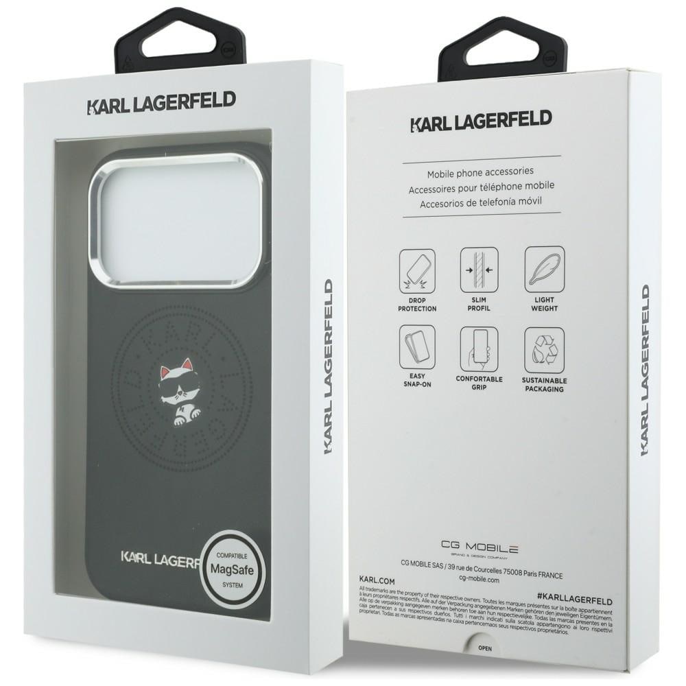 Karl Lagerfeld Point & Choupette Sketch MagSafe-kotelo iPhone 17 Pro:lle - musta
