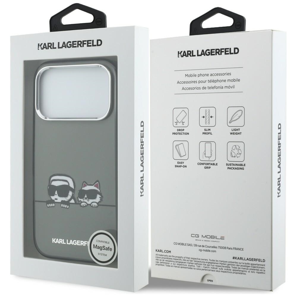 Karl Lagerfeld IML Karl & Choupette Peekaboo Logo MagSafe Case for iPhone 17 Pro - Musta
