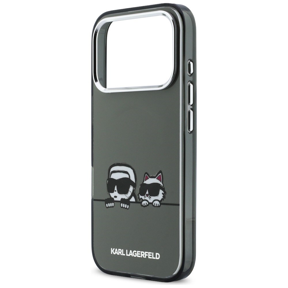 Karl Lagerfeld IML Karl & Choupette Peekaboo Logo MagSafe Case for iPhone 17 Pro Max - Musta