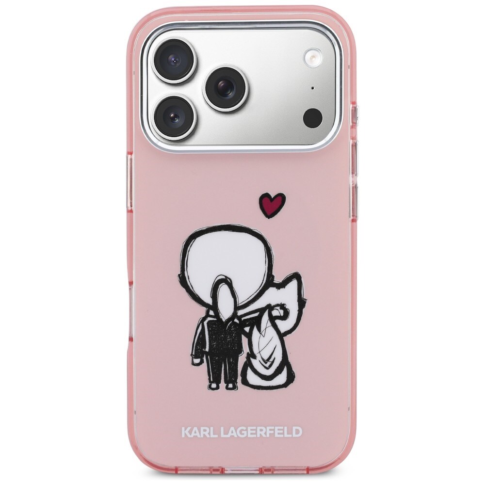 Karl Lagerfeld Karl & Choupette Takaisin MagSafe Kotelo iPhone 17 Pro - Vaaleanpunainen