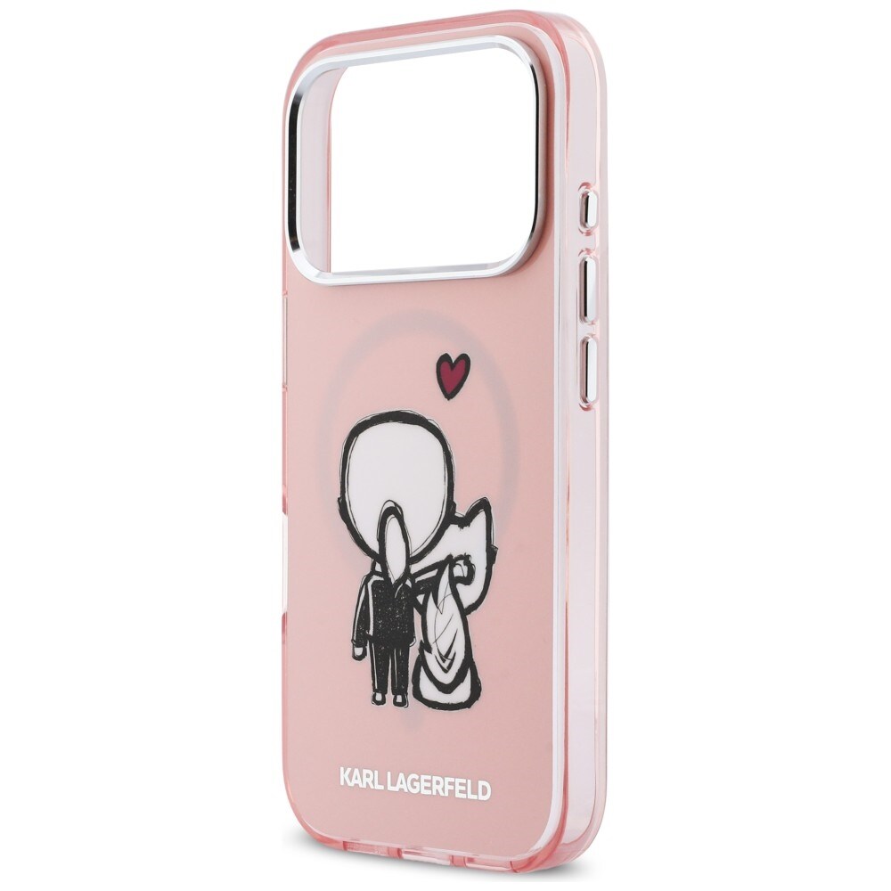 Karl Lagerfeld Karl & Choupette Takaisin MagSafe Kotelo iPhone 17 Pro - Vaaleanpunainen
