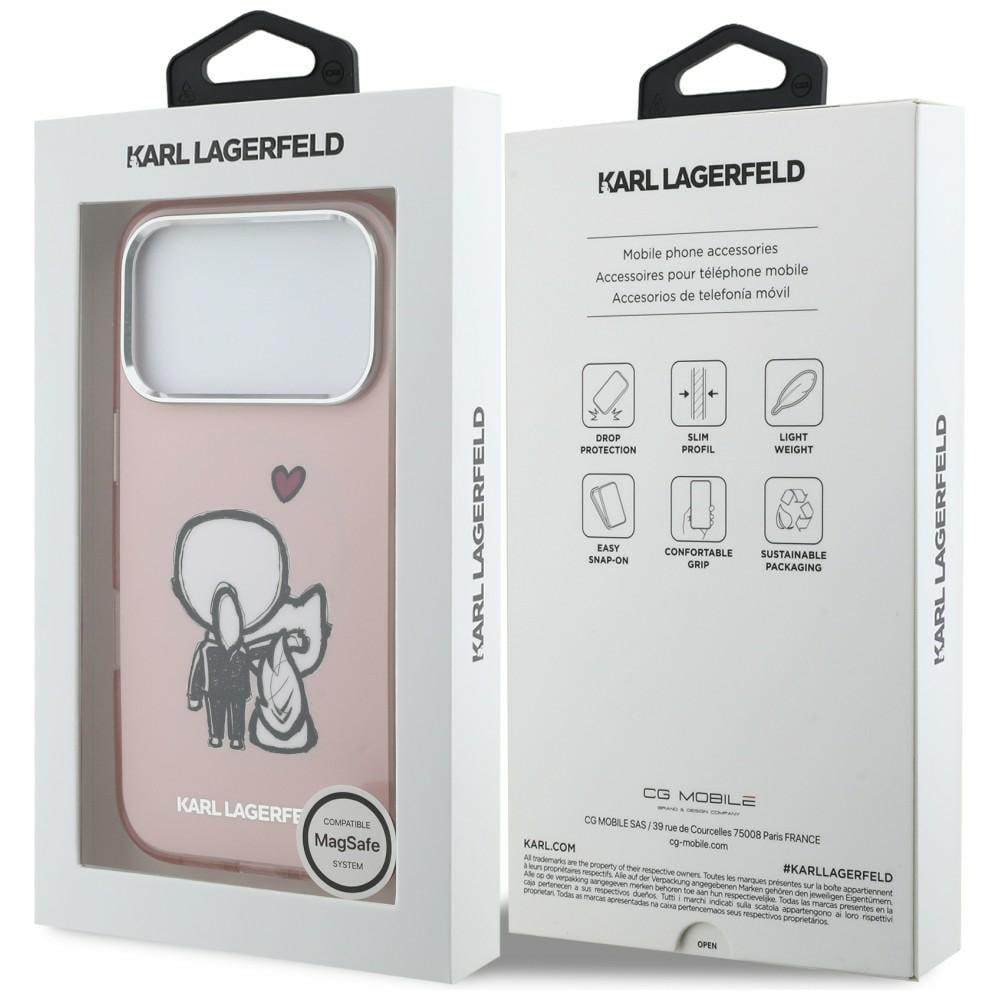 Karl Lagerfeld Karl & Choupette Takaisin MagSafe Kotelo iPhone 17 Pro - Vaaleanpunainen