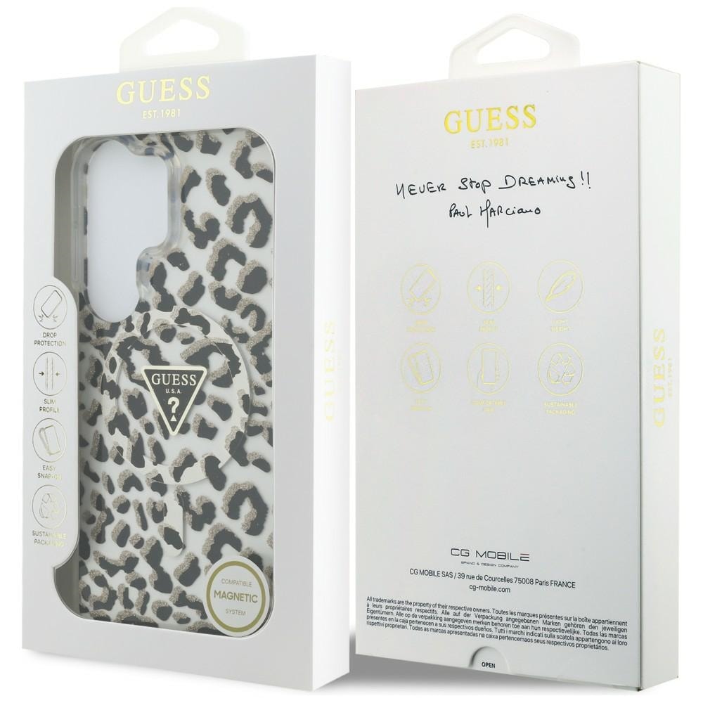 Guess IML Leopardikuvioinen kolmio MagSafe-kotelo Samsung Galaxy S26 Ultra - mustalle - musta