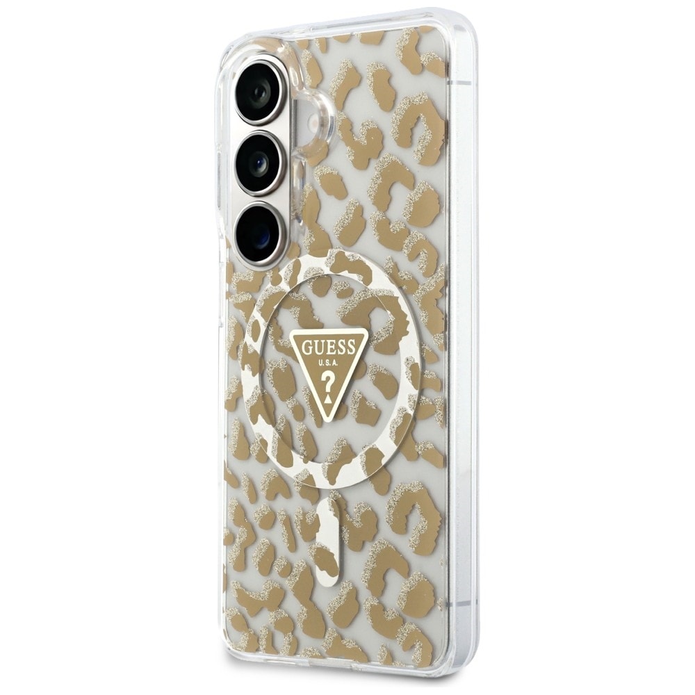 Guess IML Leopardikuvioinen kolmio MagSafe-kotelo Samsung Galaxy S26 - ruskea