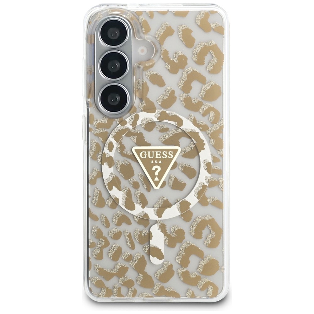 Guess IML Leopardikuvioinen kolmio MagSafe-kotelo Samsung Galaxy S26 - ruskea
