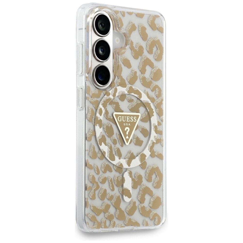 Guess IML Leopardikuvioinen kolmio MagSafe-kotelo Samsung Galaxy S26 - ruskea